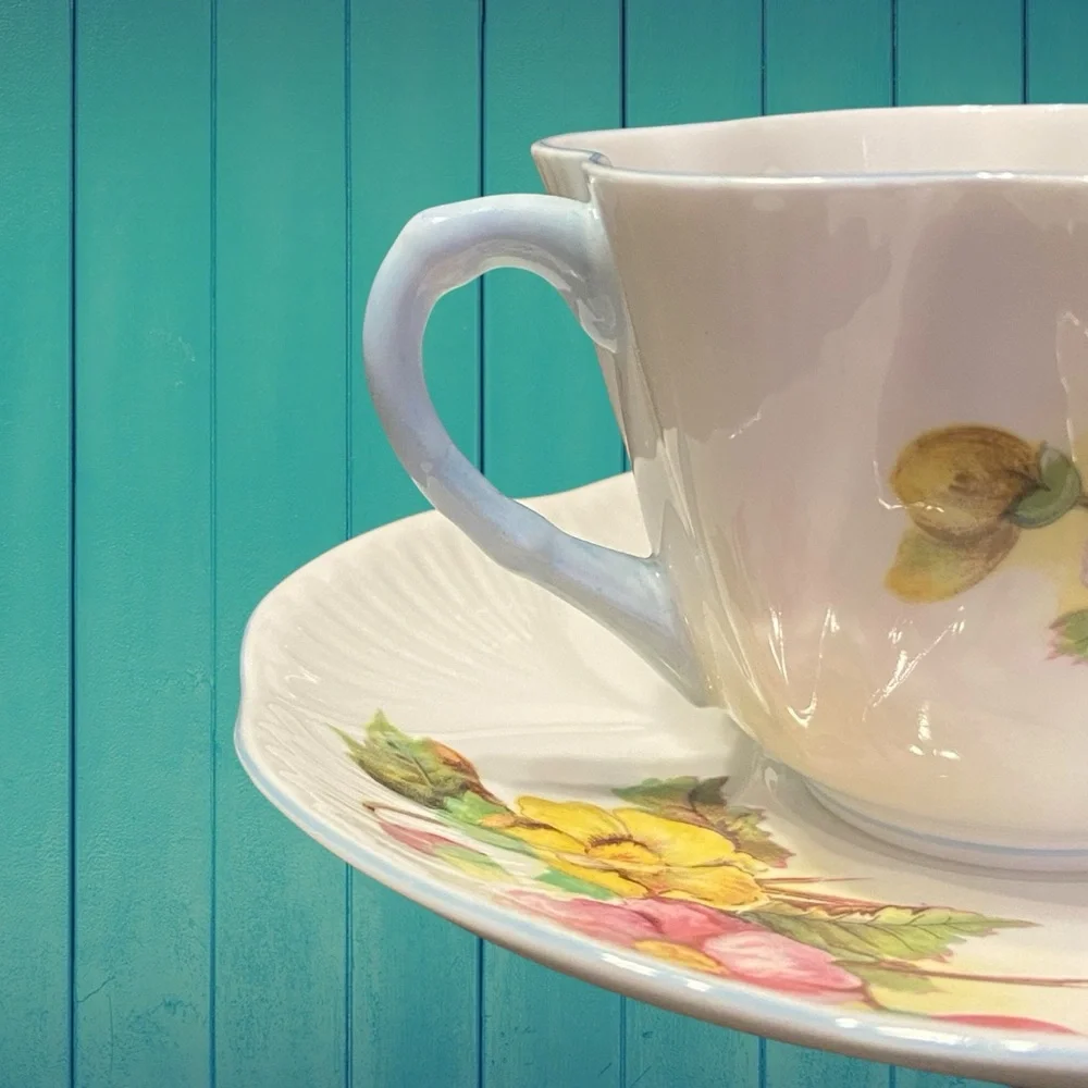 1950 Shelley Begonia Tea Cup Dainty Shape Cup and Saucer English Fine Bone China